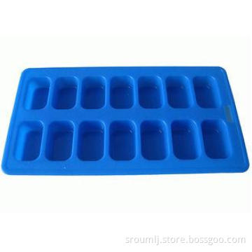 Blue Silicone Ice Tray With 14 Holes Small Rectangle , FDA